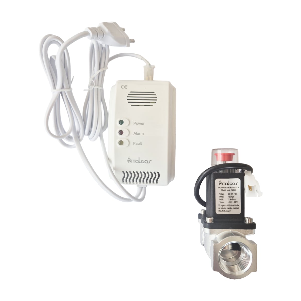 Oferte la Detector gaz Italgas KDG34B, cu electrovalve 3/4, LED rosu, semnal acustic