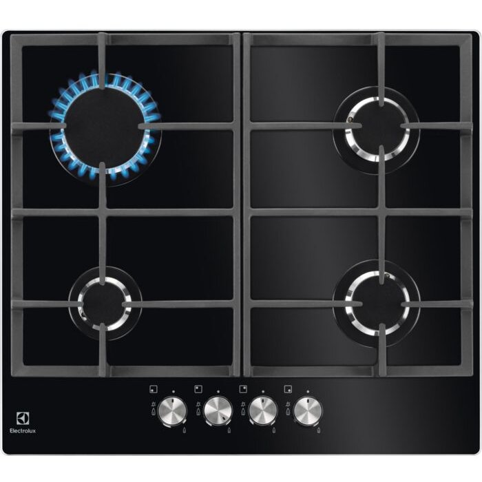 Oferte la Plita incorporabila Electrolux KGG6426K, Gaz, 4 zone de gatit, Aprindere electrica, Gratare fonta, Gratare fonta, 60 cm, Sticla neagra