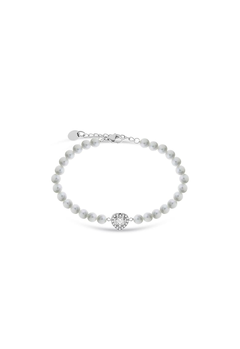 Oferte la Bratara cu perle Alb - Argintiu - Alb - Argintiu - 17+3 CM