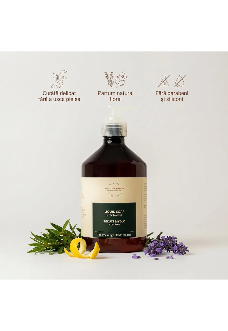 Oferte la Sapun lichid natural cu Arbore de Ceai  500 ml - fara parabeni - siliconi - coloranti sau parfumuri sintetice - pentru curatare delicata a pielii