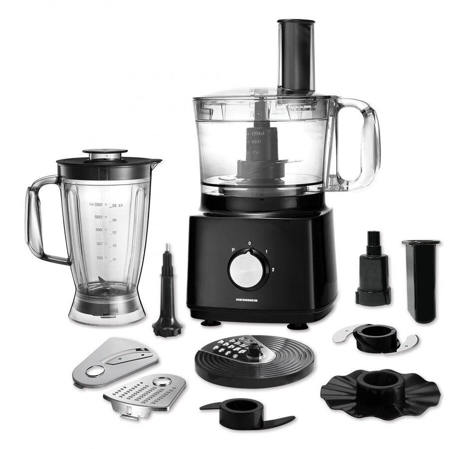 Oferte la Robot de bucatarie Heinner HFP-750BK, 750 W, Bol 1.2 l, Blender 1.8 L, Disc feliere, Maruntire, Negru
