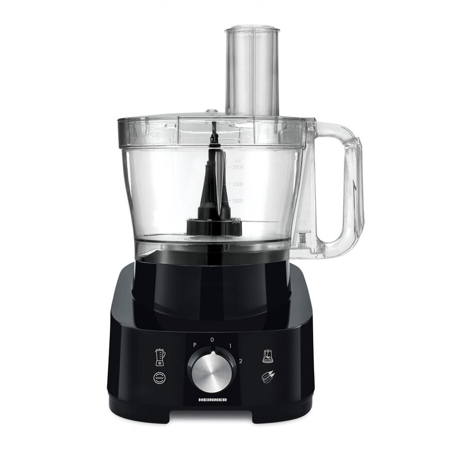 Oferte la Robot de bucatarie Heinner Cookery Chef HFP-1000BK, 1000W, blender si rasnita incluse, capacitate bol 3.5L, capacitate blender 1.8L, 2 viteze + Pulse, cutit inox, Negru