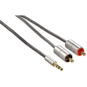 Accesorii Audio Hi-Fi Cablu audio 3.5mm-2xRCA Hama Aluline 80864, 1 metru, gri