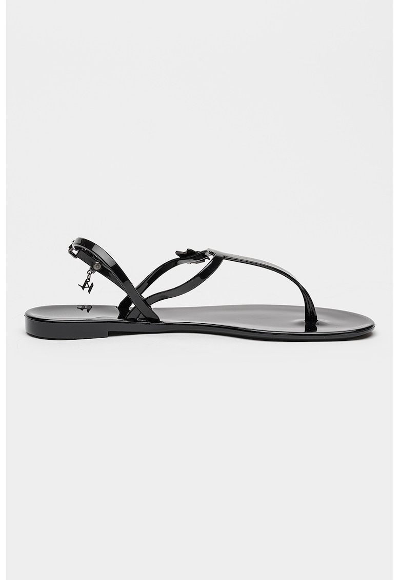 Oferte la Sandale cu bareta separatoare si detalii logo - Negru