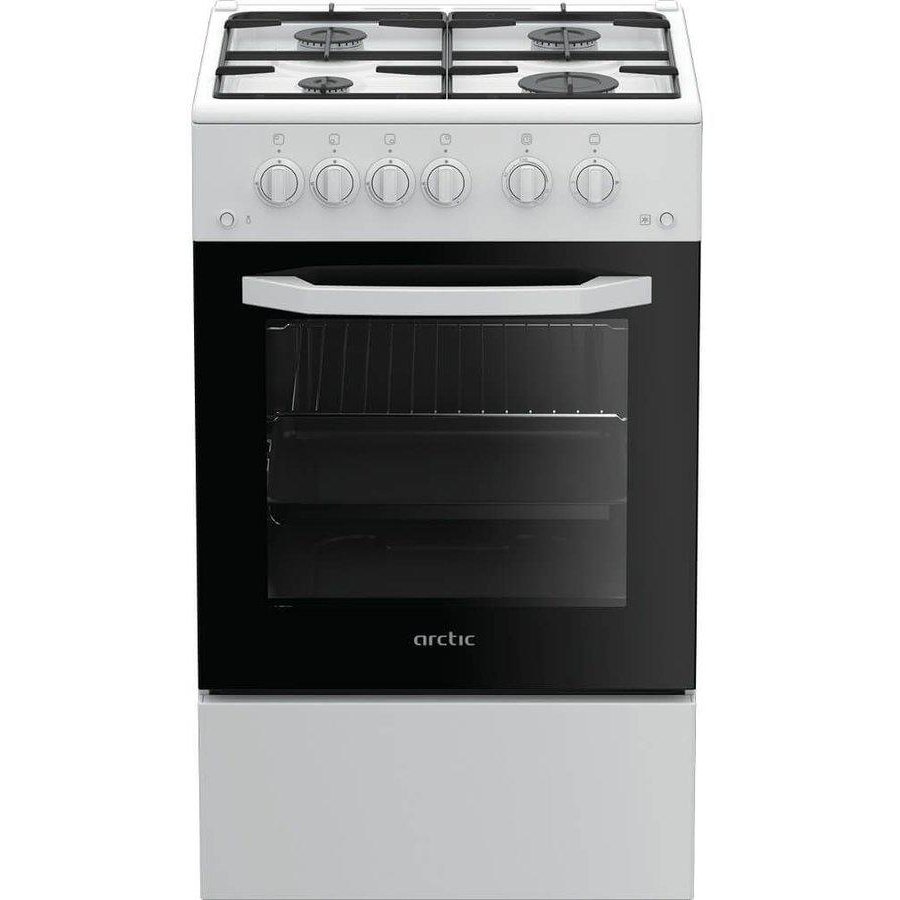 Oferte la Aragaz Arctic AGM5511DTTL, 4 arzatoare, Gaz, Aprindere electrica, Grill, Timer, 50 cm, Alb