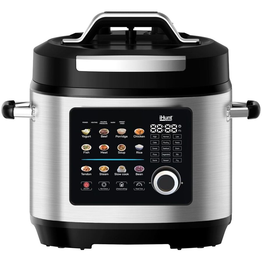 Oferte la Multicooker Bro Ultra Putere 1300W Capacitate 8 Kg 25 Programe Afisaj Color Touch Presiune Ajustabila Pastrare la Cald 60–80°C Sistem Siguranta cu Supapa Automata Argintiu-Negru