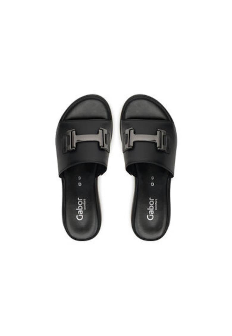 Oferte la Slapi dama - 62.732.67 -  Piele naturala - Negru