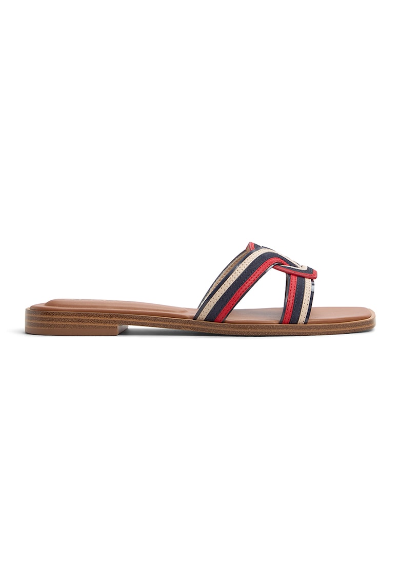 Oferte la Papuci uni de piele ecologica Erok - Rosu/Bej/Bleumarin