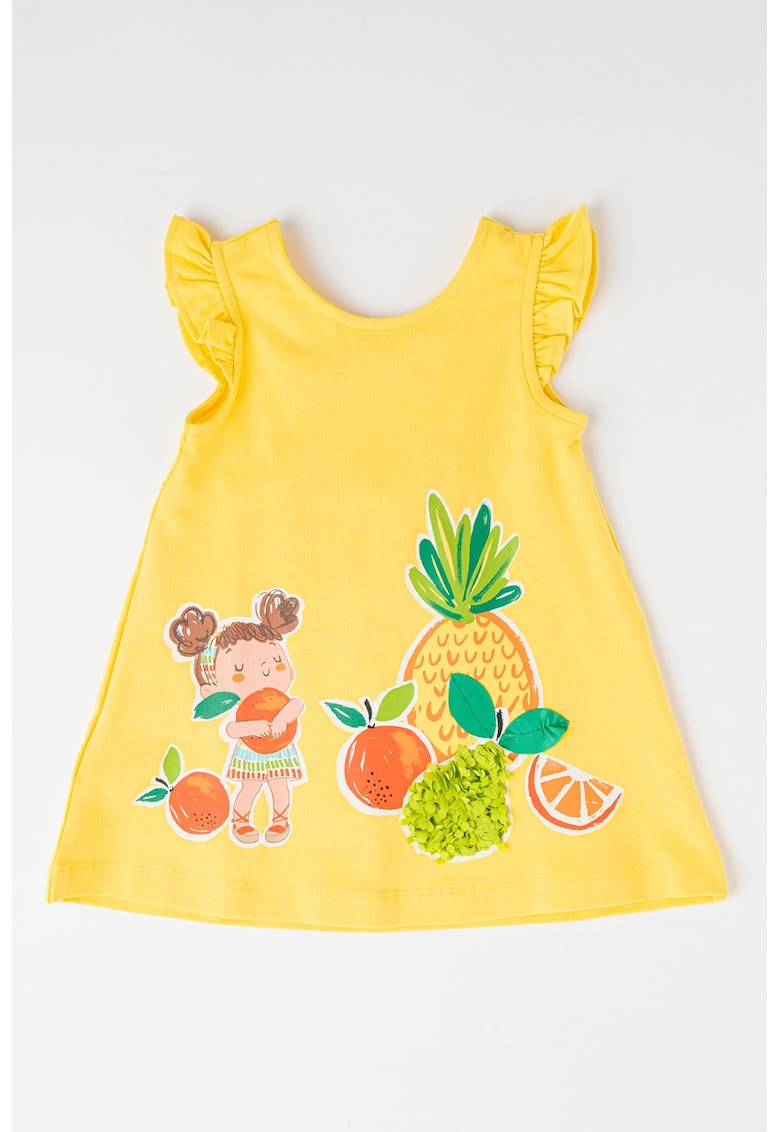 Oferte la Rochie evazata cu imprimeu cu fructe - Galben