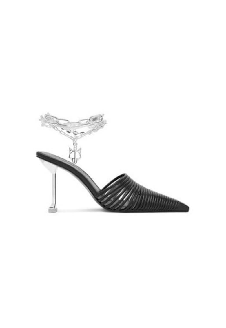 Oferte la Slapi dama - CHROMED -  Piele naturala - Negru - Negru