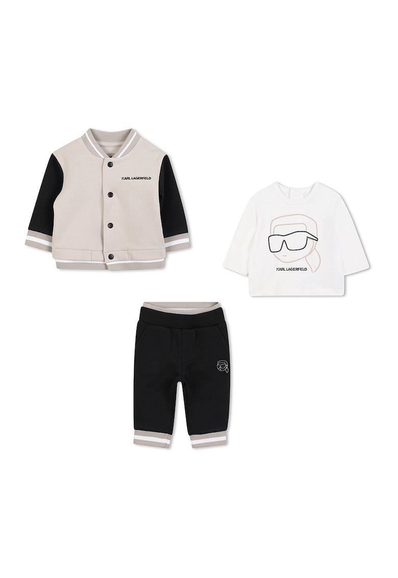 Oferte la Set de jacheta bomber - tricou si pantaloni de trening - Negru/Maro nisip