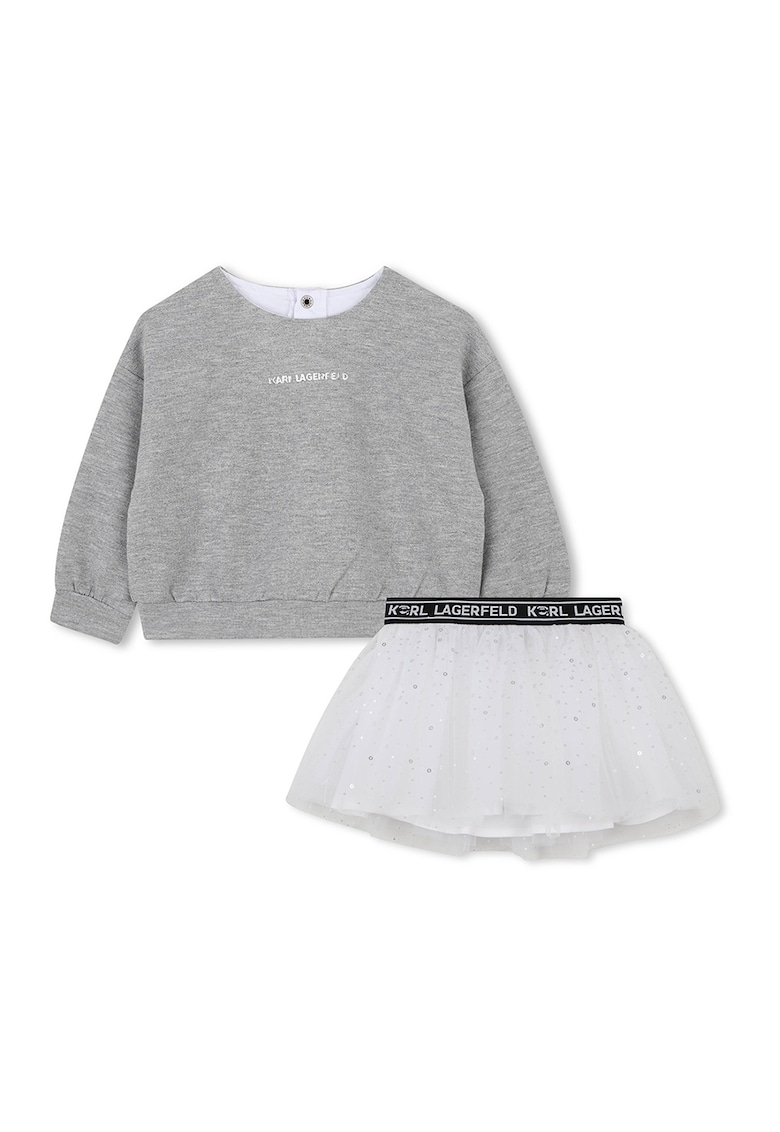 Oferte la Set de bluza de trening si fusta din tul cu logo - Alb/Gri melange