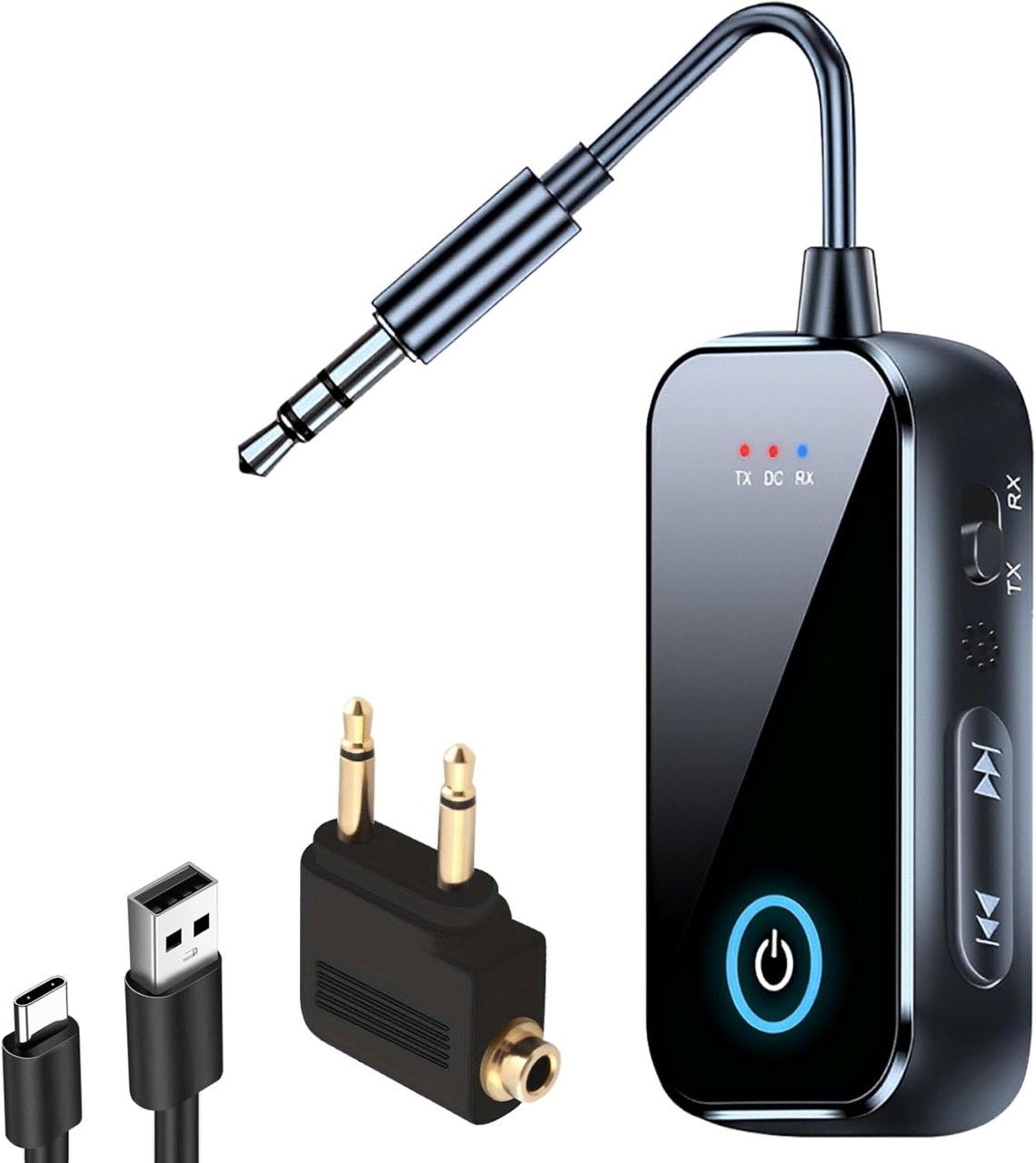 Oferte la Adaptor Audio Bluetooth 6.0 Techstar T80 TX/RX 2in1, Jack 3.5mm, Dual Connection, Microfon, USB-C, pentru TV/PC/Auto/Avion