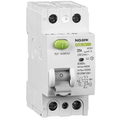 Oferte la Intrerupator cu protectie diferentiala RCCB Ex9L-N Noark 108349, 2P, 25A, 30mA, 6kA, Tip A