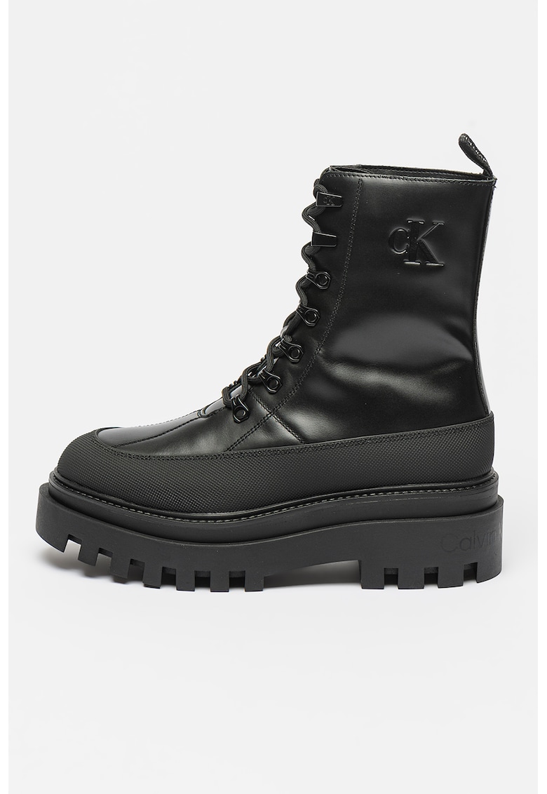 Oferte la Ghete de piele cu aspect masiv - Negru