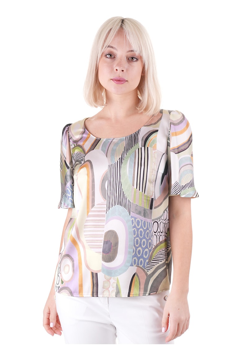 Oferte la Bluza cu imprimeu abstract si decolteu rotund