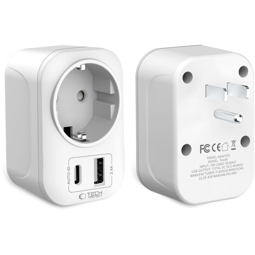 Oferte la Incarcator TA100, Priza US la EU, 2500W, 2.4A, Alb