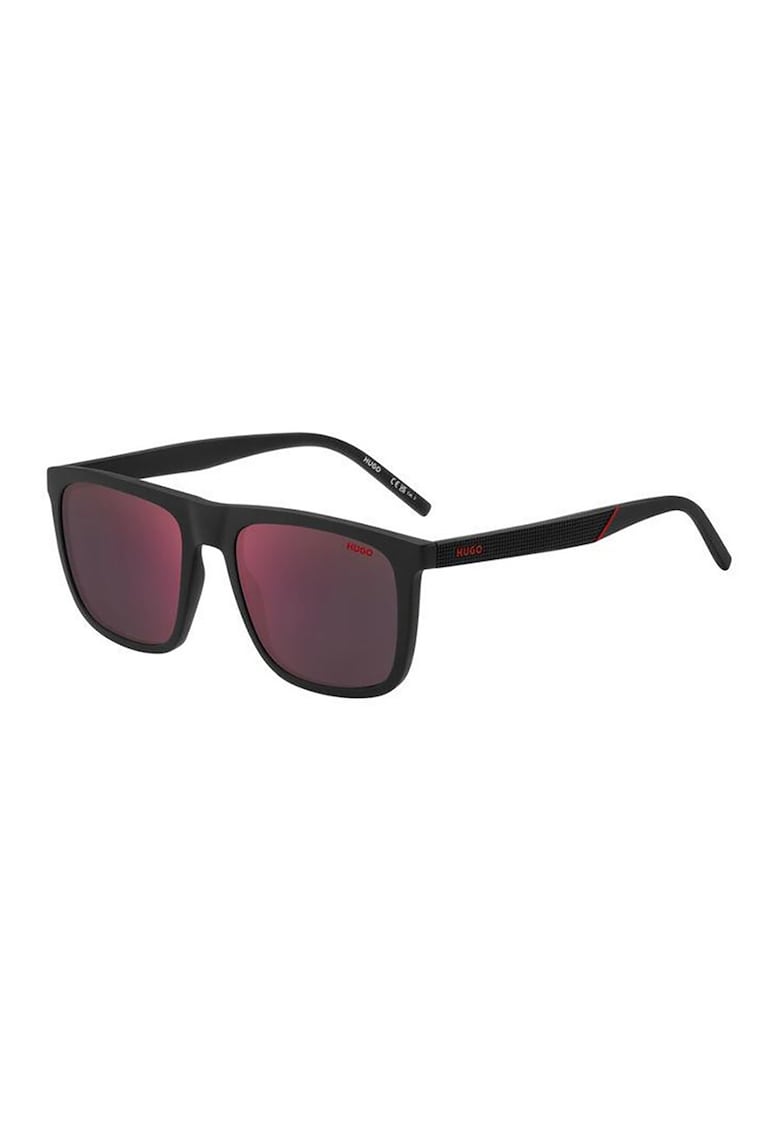 Oferte la Ochelari de soare dreptunghiulari cu logo discret pe brate - Negru/Violet tyrian