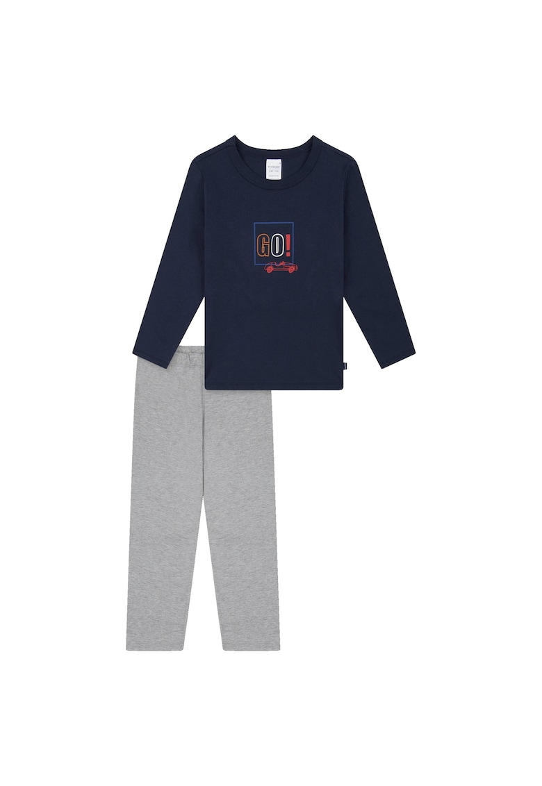 Oferte la Pijama cu pantaloni lungi din bumbac cu imprimeu - Gri/Albastru