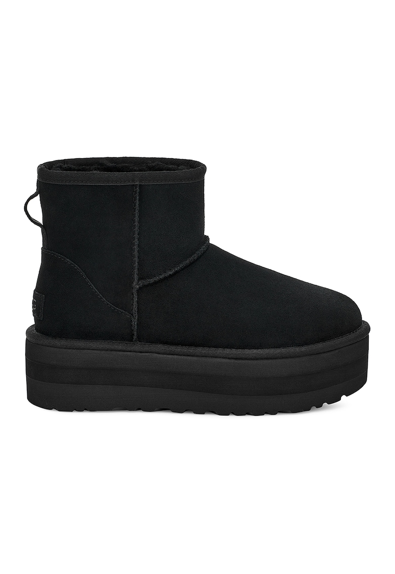 Oferte la Ghete flatform rezistente la apa din piele intoarsa Classic Mini - Negru