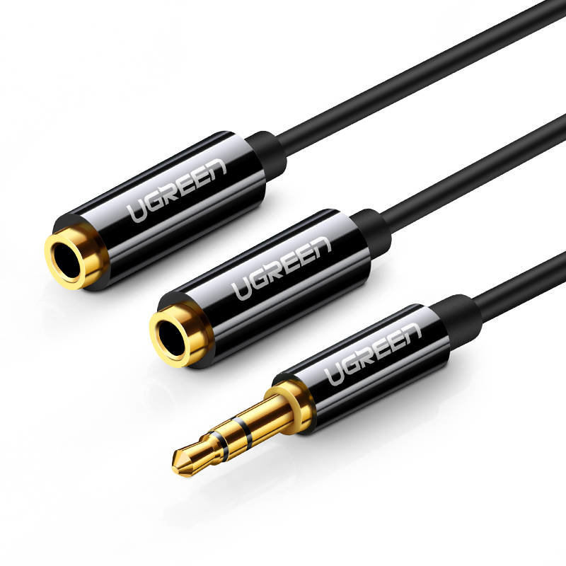 Oferte la Cablu de date AV123, tata mini jack 3.5 mm la 2x mama mini jack 3.5 mm, 25cm, Negru