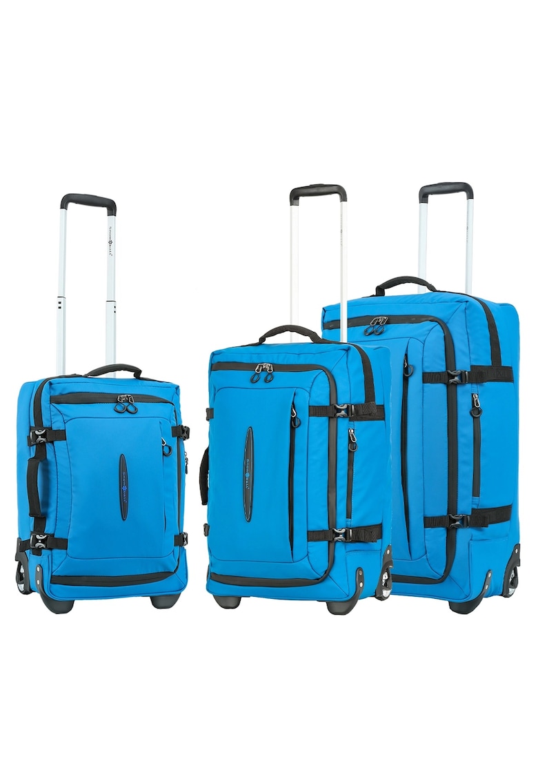 Oferte la Set trolere  SW42503 - 1 bagaj de cabina si 2 de cala - 36L/57L/78L - 2 roti - poliester impermeabil - albastru