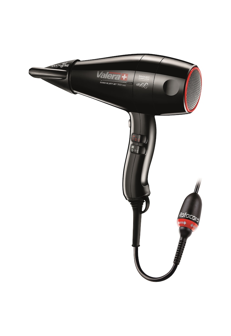 Oferte la Uscator de par  SXJ7500XRC Swiss Silent Jet 7500 Light Ionic - 2000 W - Smart Airflow - Ionizare - 3 Setari de temperatura - 2 Setari de viteza - 2 Concentratoare - Negru