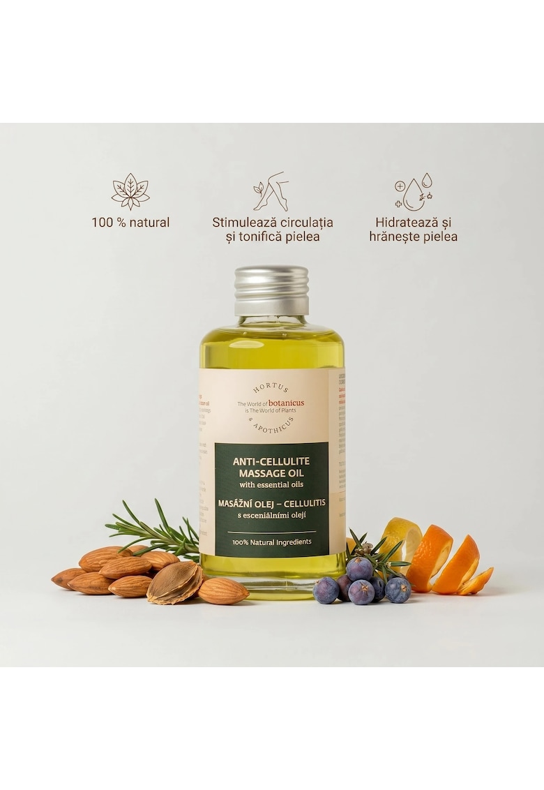 Oferte la Ulei de Masaj Anticelulitic cu Uleiuri Esentiale -  100ml - 100% natural - imbogatit cu uleiuri vegetale nutritive si extracte aromatice naturale - stimuleaza circulatia si tonifica pielea