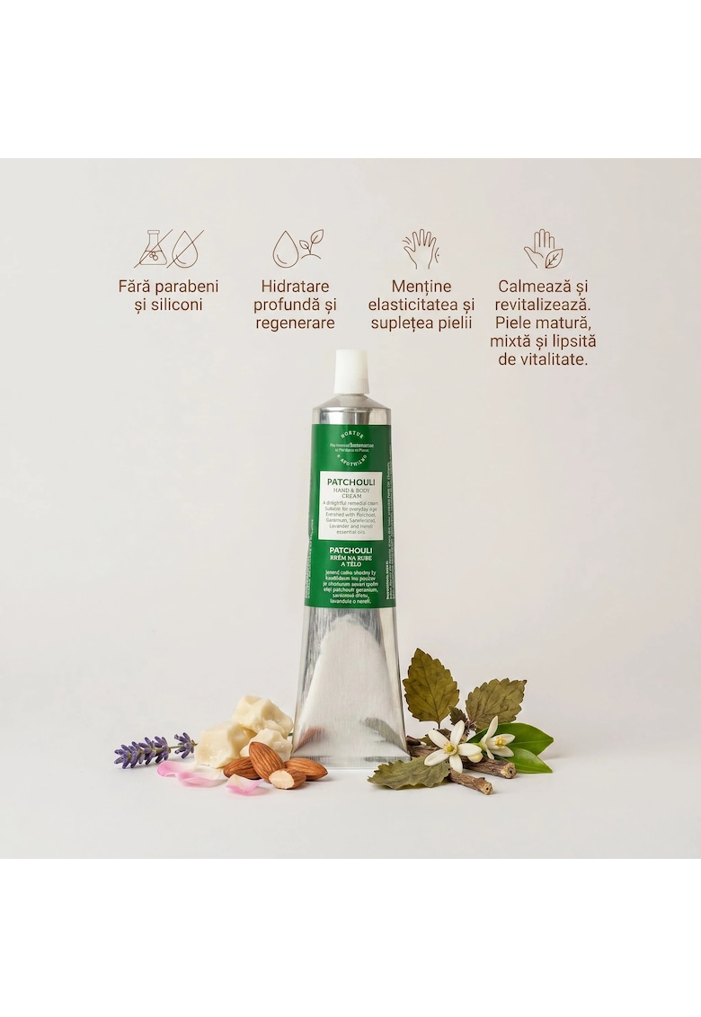 Oferte la Crema de maini si corp naturala cu Paciuli -  100g - fara parabeni si siliconi - pentru piele uscata si normala - hidratare profunda si regenerare