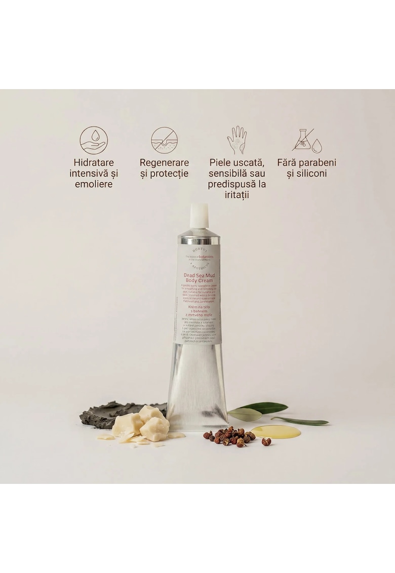 Oferte la Crema de corp cu Namol de la Marea Moarta  pentru pielea uscata - crapata - predispusa la eczeme - hidratare intensiva si emoliere - regenerare si protectie - fara parabeni si siliconi - 100 gr