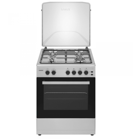 Oferte la Aragaz SM661XPGS1 4 Arzatoare + Cuptor pe Gaz Grill Timer Aprindere Electrica 60CM Inox