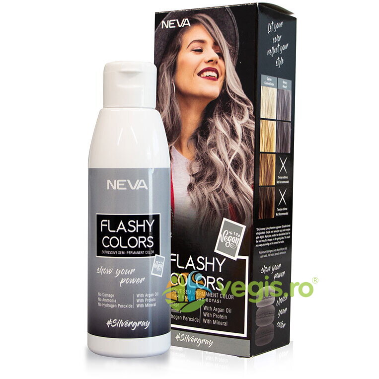 Oferte la Nuantator Semipermanent fara Amoniac Silver Gray (Gri Argintiu) Flashy Colors 100ml