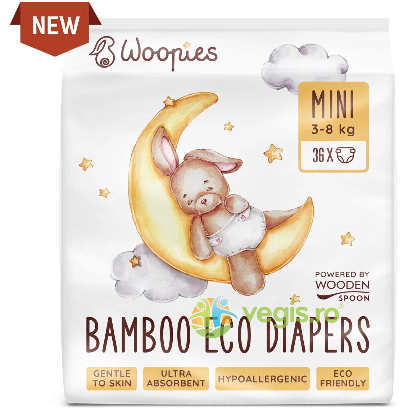 Scutece Bio cu Fibre de Bambus Mini (3-8 kg) 36buc