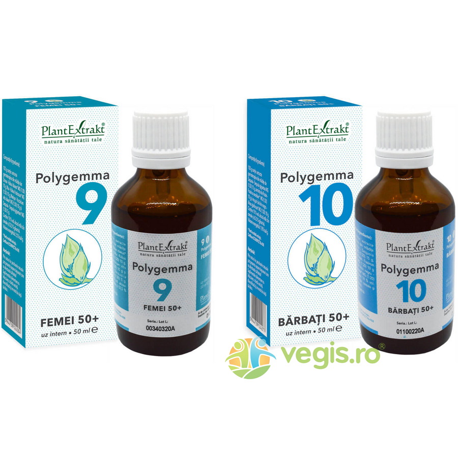Oferte la Pachet Polygemma 9 (Femei 50+) 50ml + Polygemma 10 (Barbati 50+) 50ml