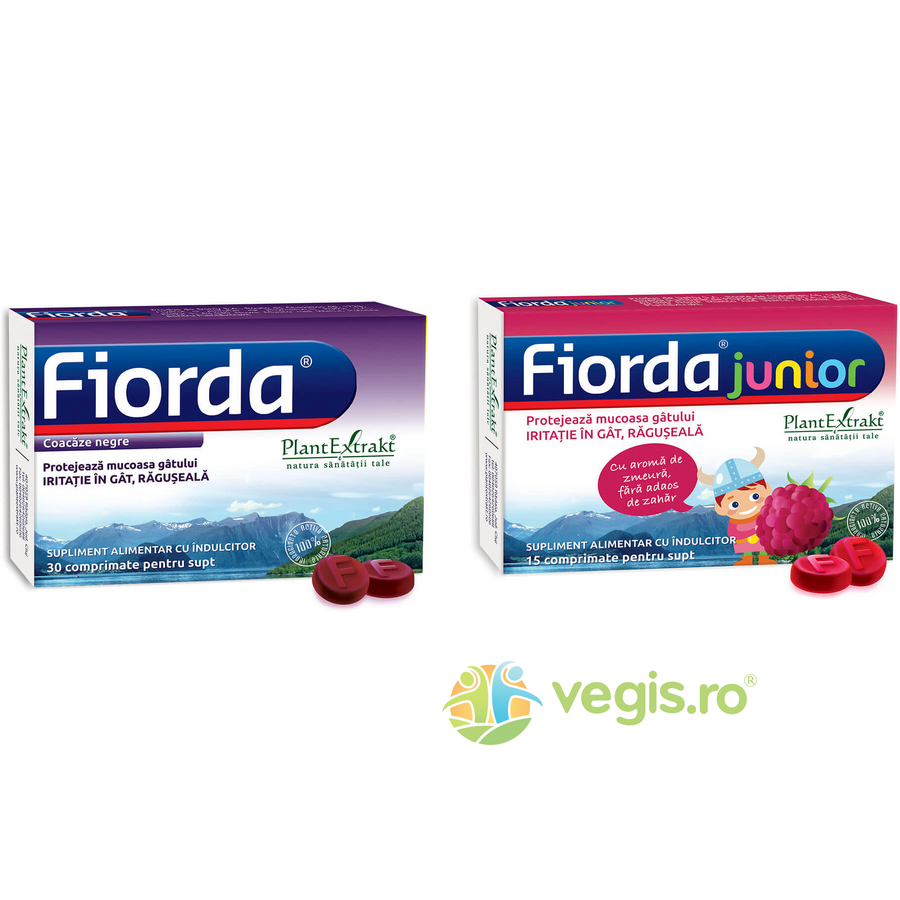 Oferte la Pachet Fiorda cu Aroma de Coacaze Negre 30cpr + Fiorda Junior cu Aroma de Zmeura 15cpr