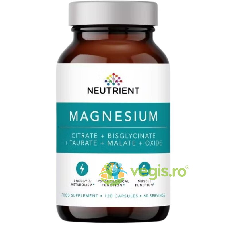 Oferte la Magnesium (Magneziu) Taurate + Bisglycinate + Citrate + Malate + Oxide 120cps