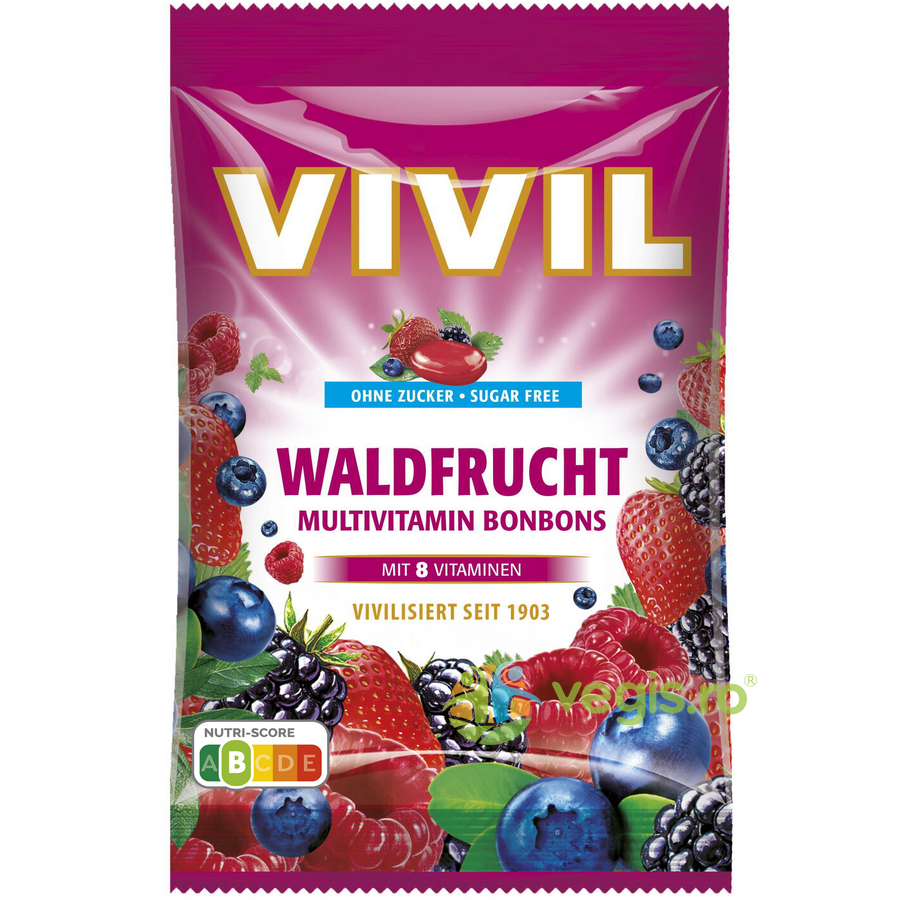 Oferte la Bomboane cu Fructe de Padure si Multivitamine fara Zahar 60g