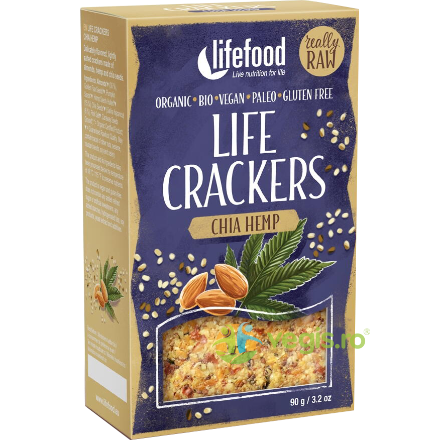 Oferte la Crackers cu Chia si Canepa Raw fara Gluten Ecologici/Bio 90g