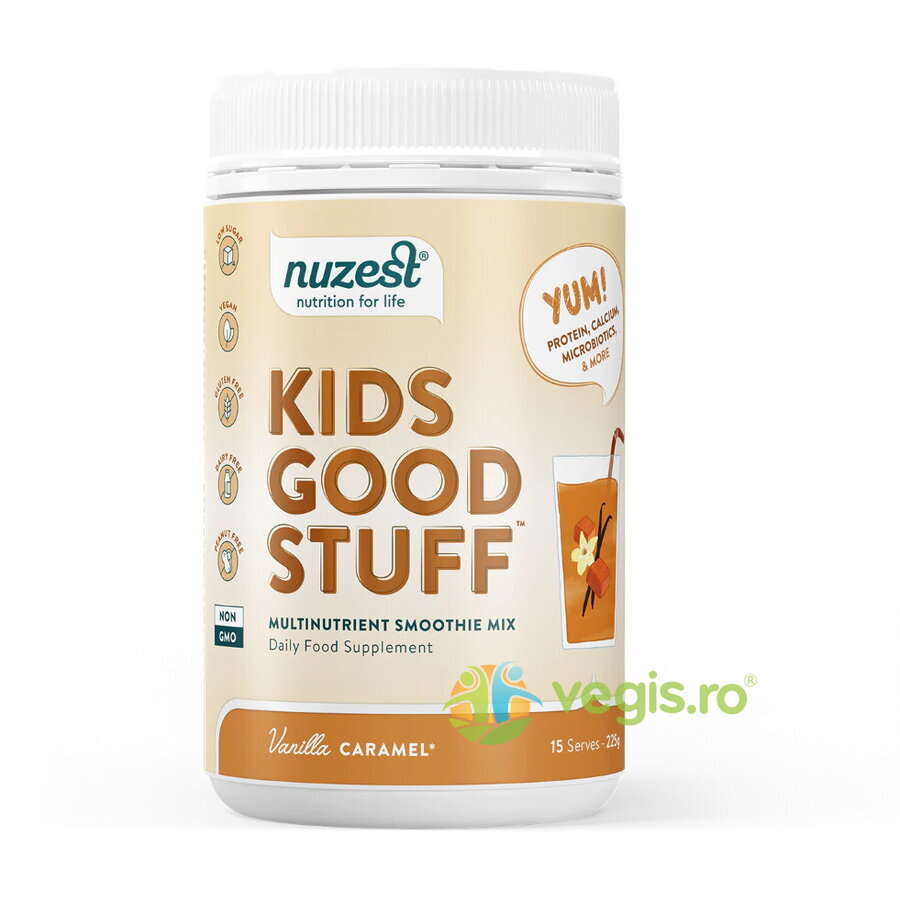Oferte la Shake Proteic cu Multivitamine - Vanilie si Caramel Kids Good Stuff 225g