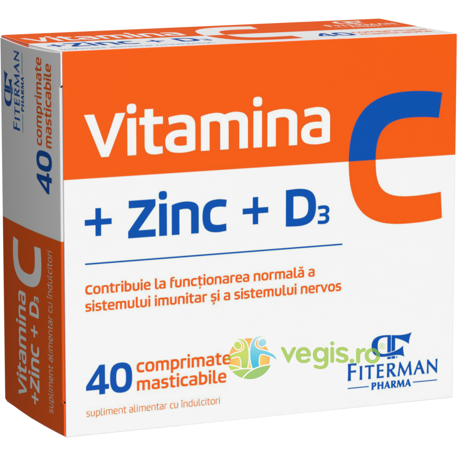 Oferte la Vitamina C + Zinc + D3 fara Zahar 40cpr masticabile