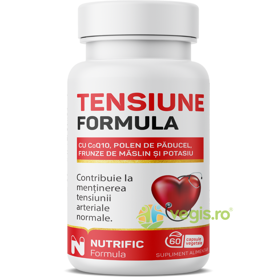 Oferte la Tensiune Formula cu Coenzima Q10, Polen de Paducel, Frunze de Maslin si Potasiu 60cps vegetale