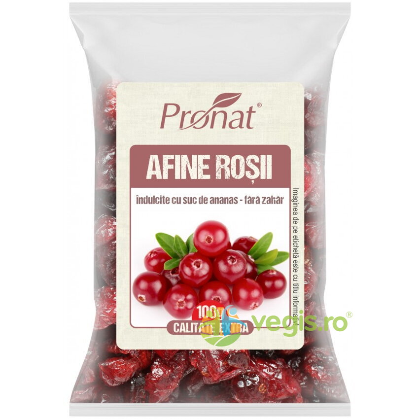 Oferte la Afine Rosii Uscate Indulcite cu Suc de Ananas fara Zahar 100g