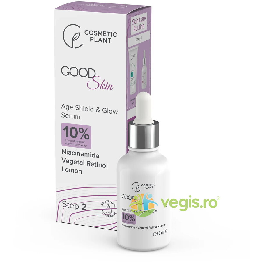 Oferte la Ser Age Shield & Glow cu Niacinamida, Retinol Vegetal si Extract de Lamaie Good Skin 30ml