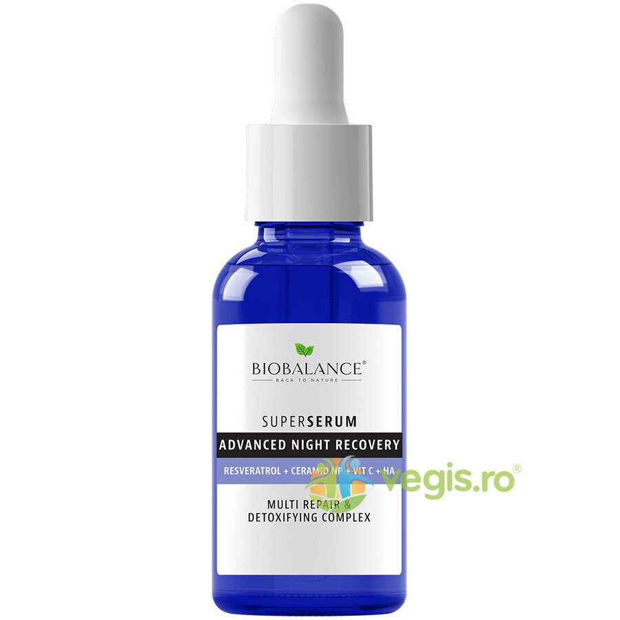 Oferte la Ser pentru Noapte Intensiv Reparator, Antirid si Iluminator cu Resveratrol + Ceramide + Vitamina C + Acid Hialuronic Super Serum 30ml