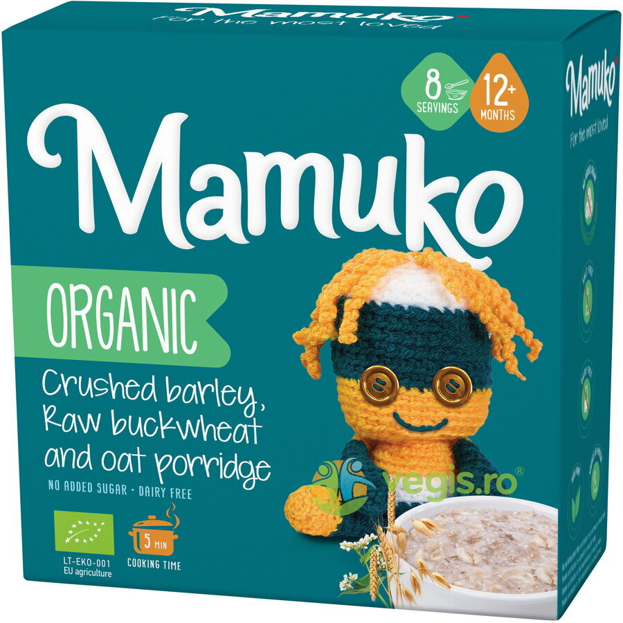 Oferte la Porridge din 3 Cereale (Fulgi de Ovaz, Hrisca si Orz) 12+ Luni Ecologic/Bio 200g
