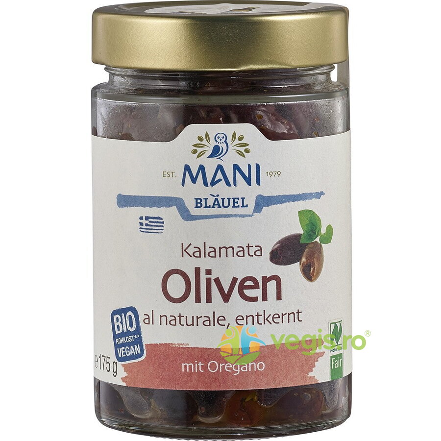 Oferte la Masline Kalamata fara Samburi cu Oregano Ecologice/Bio 175g