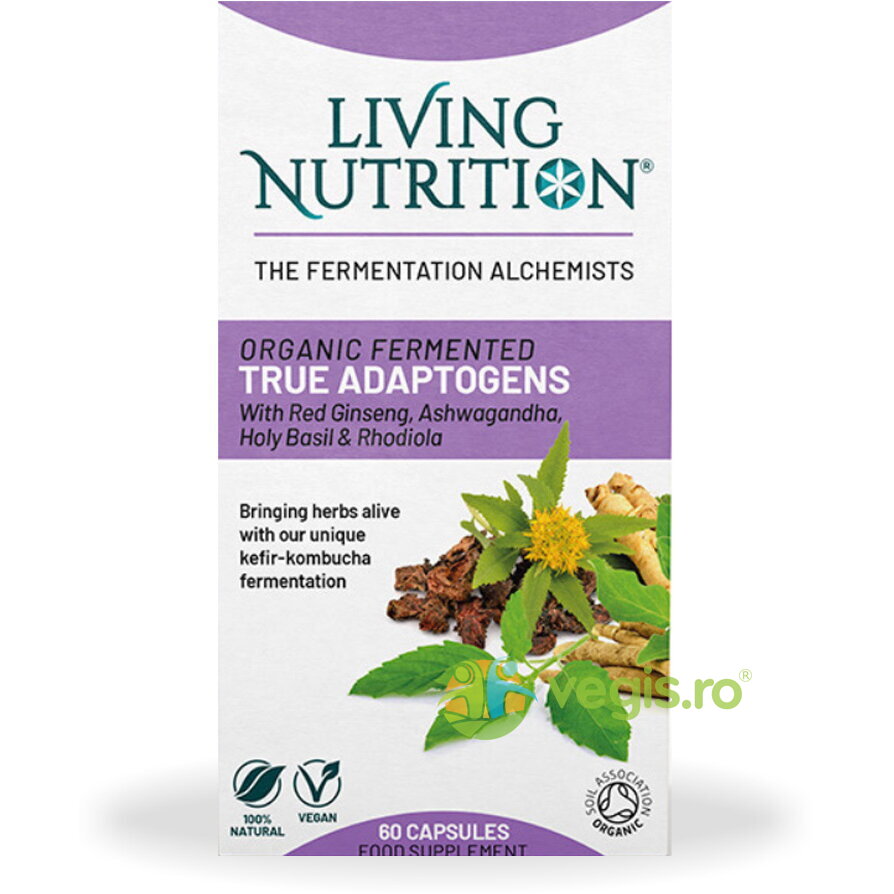 Oferte la Fermented True Adaptogens 560mg cu Ginseng, Ashwagandha, Busuioc Sfant si Rhodiola 60cps