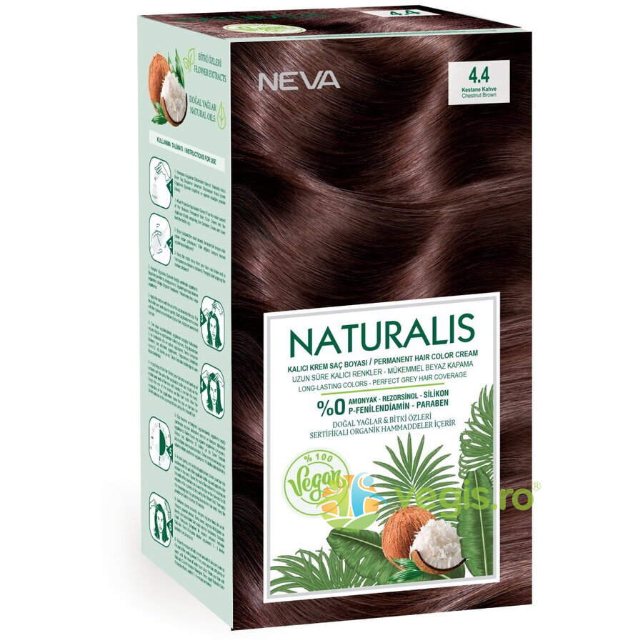 Oferte la Vopsea de Par Vegana, fara Amoniac Saten Castaniu 4.4 Naturalis Neva 150ml
