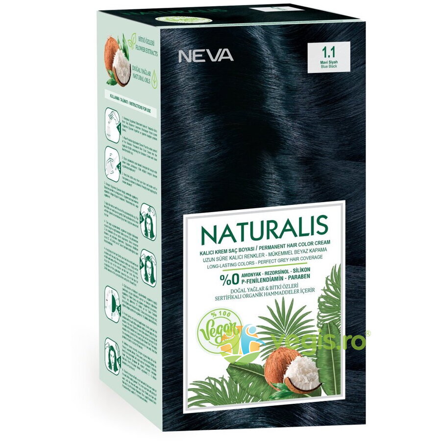 Oferte la Vopsea de Par Vegana, fara Amoniac Negru Albastrui 1.1 Naturalis Neva 150ml