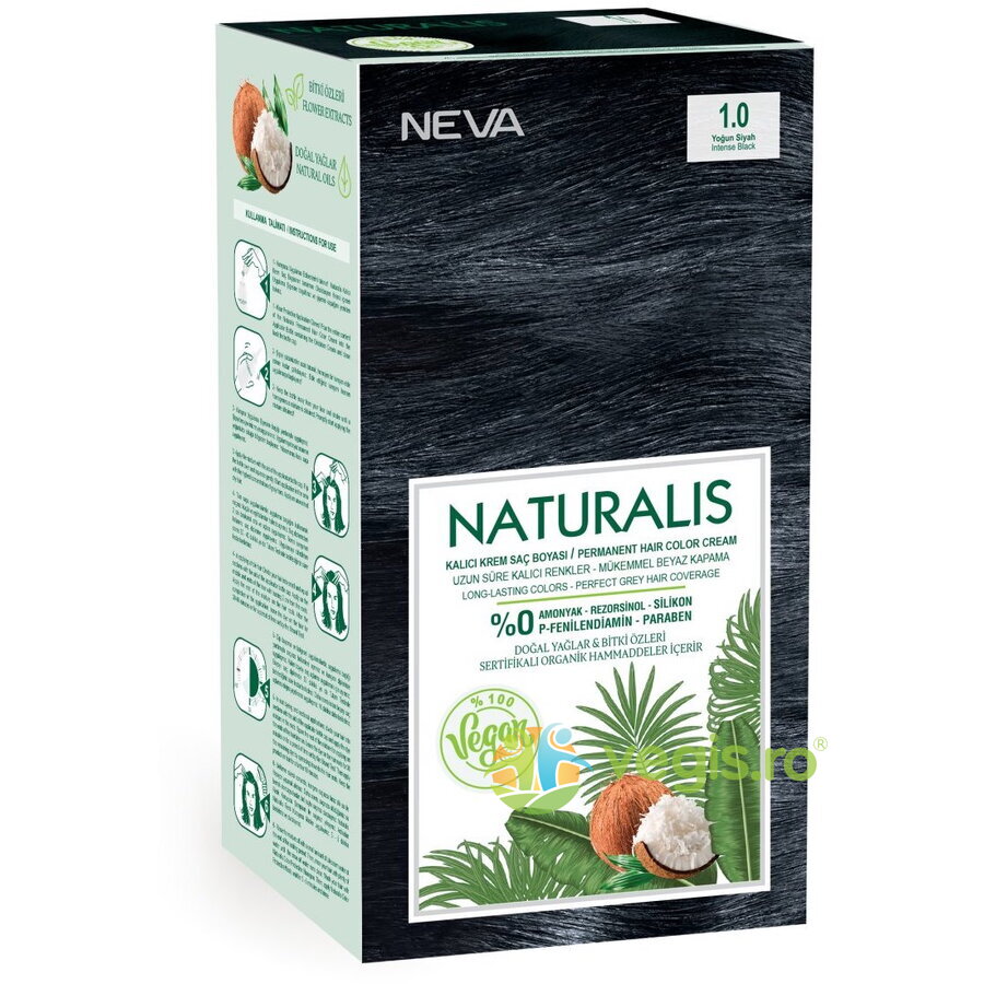 Oferte la Vopsea de Par Vegana, fara Amoniac Negru Intens 1.0 Naturalis Neva 150ml